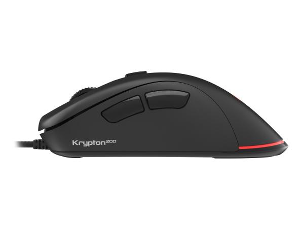 Genesis herná optická myš KRYPTON 200/ RGB/ 6400 DPI/ Herná/ Optická/ 6 000 DPI/ Drôtová USB/ Čierna 