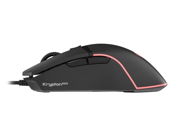 Genesis herná optická myš KRYPTON 220/ RGB/ 6400 DPI/ Herná/ Optická/ 6 000 DPI/ Drôtová USB/ Čierna 