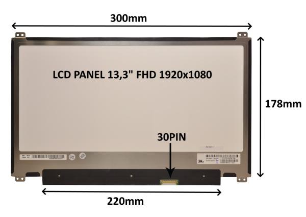 LCD PANEL 13, 3" FHD 1920x1080 30PIN MATNÝ / ÚCHYTY HORE A DOLE