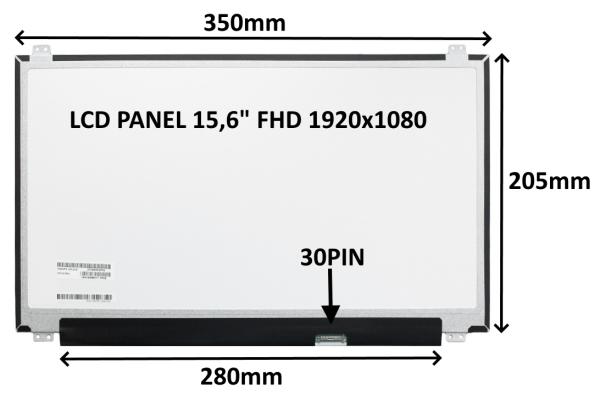 LCD PANEL 15, 6" FHD 1920x1080 30PIN MATNÝ IPS / ÚCHYTY NAHOŘE A DOLE