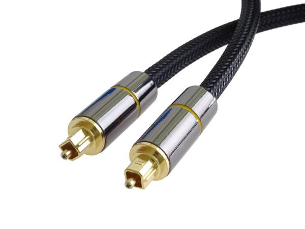PremiumCord Optický audio kábel Toslink, OD: 7mm, Gold-metal design + Nylon 3m