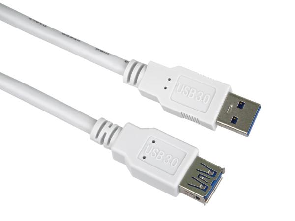 PremiumCord Predlžovací kábel USB 3.0 Super-speed 5Gbps A-A, MF, 9pin, 1m biela 