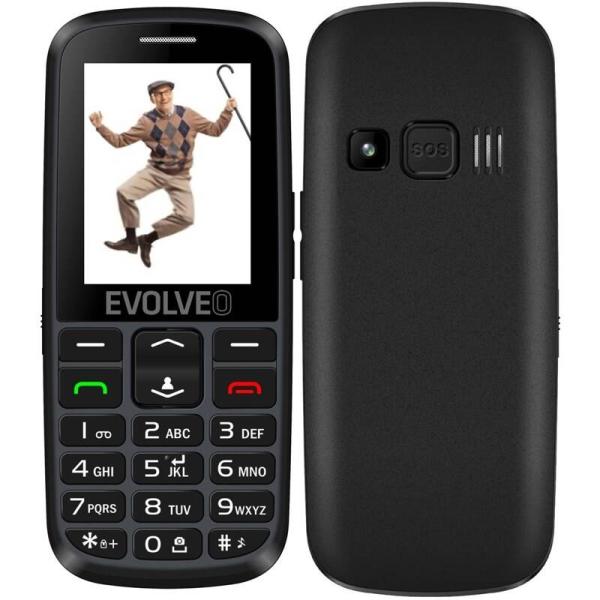 EVOLVEO EasyPhone EG, mobilní telefon pro seniory s nabíjecím stojánkem (černá barva)