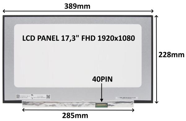 LCD PANEL 17, 3" FHD 1920x1080 40PIN MATNÝ IPS 144HZ / BEZ ÚCHYTŮ