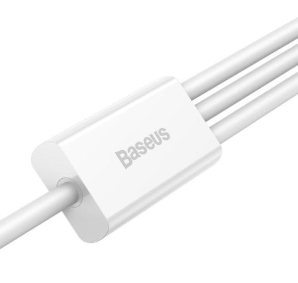 Baseus CAMLTYS-02 Superior Fast Charging Datový Kabel 3v1 USB-C, Lightning, MicroUSB 1.5m White 