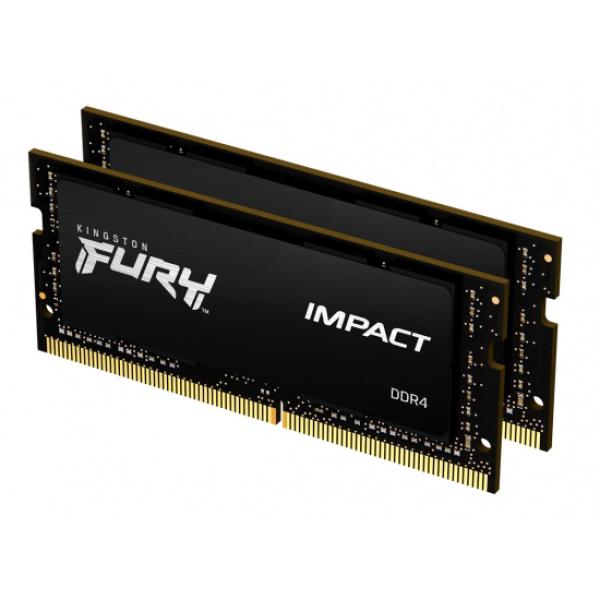 Kingston FURY Impact/ SO-DIMM DDR4/ 16GB/ 3200MHz/ CL20/ 2x8GB/ Black 