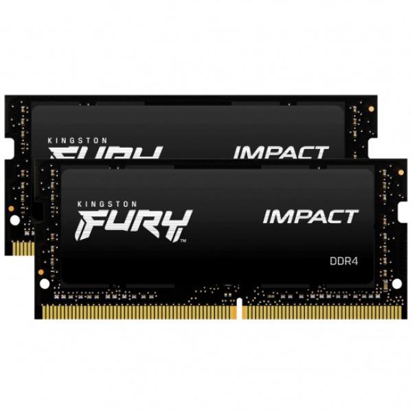 Kingston FURY Impact/ SO-DIMM DDR4/ 16GB/ 3200MHz/ CL20/ 2x8GB/ Black