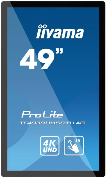 49" iiyama TF4939UHSC-B1AG: IPS, 4K, capacitive, 15P, 500cd/ m2, VGA, HDMI, DP, 24/ 7, IP54, čierny 