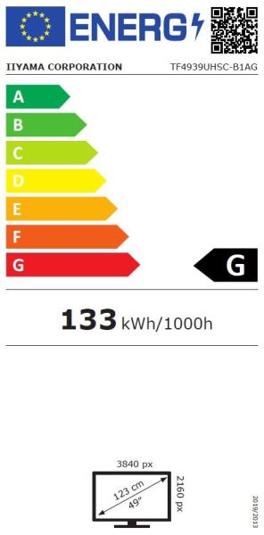 49" iiyama TF4939UHSC-B1AG: IPS, 4K, capacitive, 15P, 500cd/ m2, VGA, HDMI, DP, 24/ 7, IP54, čierny 