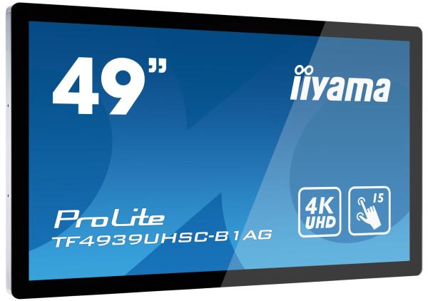49" iiyama TF4939UHSC-B1AG: IPS, 4K, capacitive, 15P, 500cd/ m2, VGA, HDMI, DP, 24/ 7, IP54, čierny 