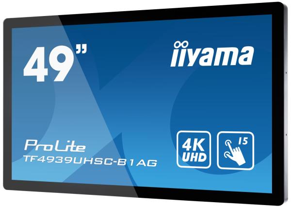 49" iiyama TF4939UHSC-B1AG: IPS, 4K, capacitive, 15P, 500cd/ m2, VGA, HDMI, DP, 24/ 7, IP54, čierny 