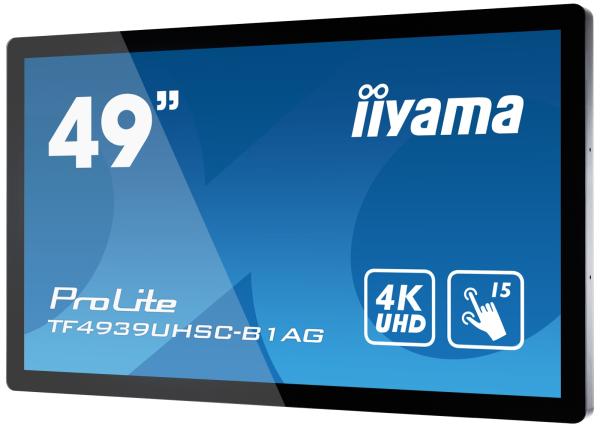 49" iiyama TF4939UHSC-B1AG: IPS, 4K, capacitive, 15P, 500cd/ m2, VGA, HDMI, DP, 24/ 7, IP54, černý 