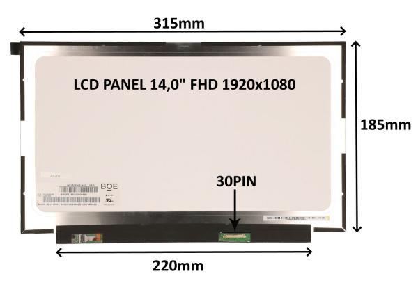 LCD PANEL 14, 0" FHD 1920x1080 30PIN MATNÝ IPS / BEZ ÚCHYTŮ