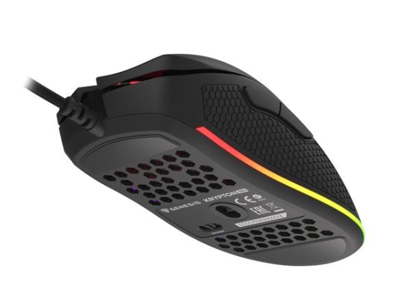 Genesis herná optická myš KRYPTON 555/ RGB/ 8000 DPI/ Herná/ Optická/ 8 000 DPI/ Drôtová USB/ Čierna 