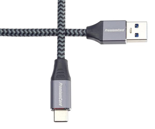 PremiumCord kábel USB-C - USB 3.0 A (USB 3.1 generation 1, 3A, 5Gbit/ s) 1m oplet 