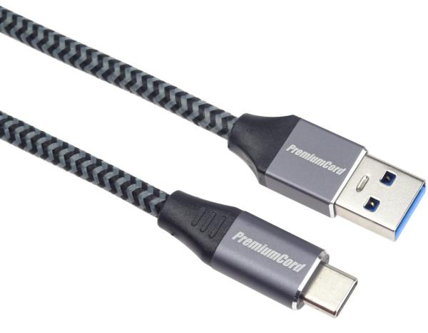 PremiumCord kábel USB-C - USB 3.0 A (USB 3.1 generation 1, 3A, 5Gbit/ s) 0, 5m oplet