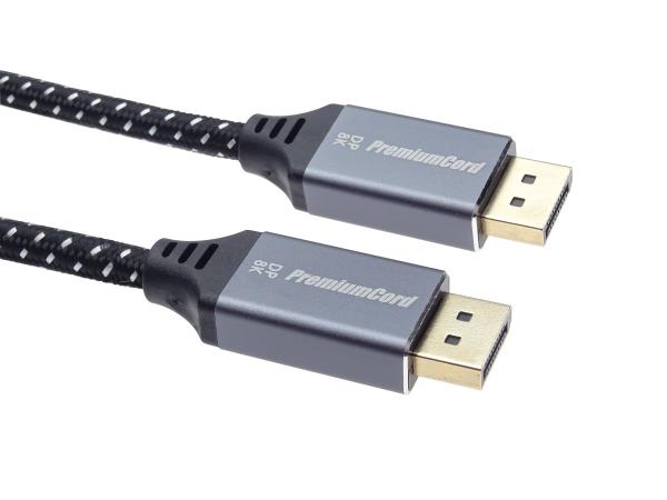 PremiumCord DisplayPort 1.4 prípojný kábel, kovové a pozlátené konektory, 1, 5m 