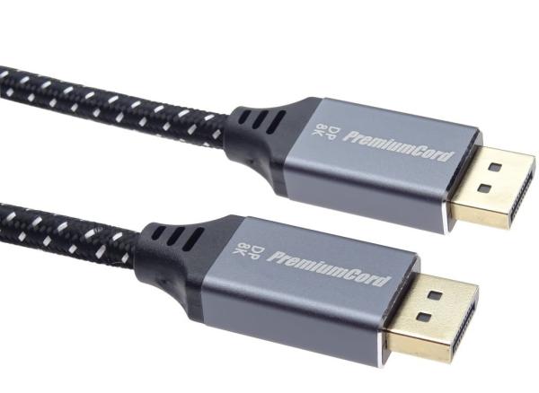 PremiumCord DisplayPort 1.4 prípojný kábel, kovové a pozlátené konektory, 2m