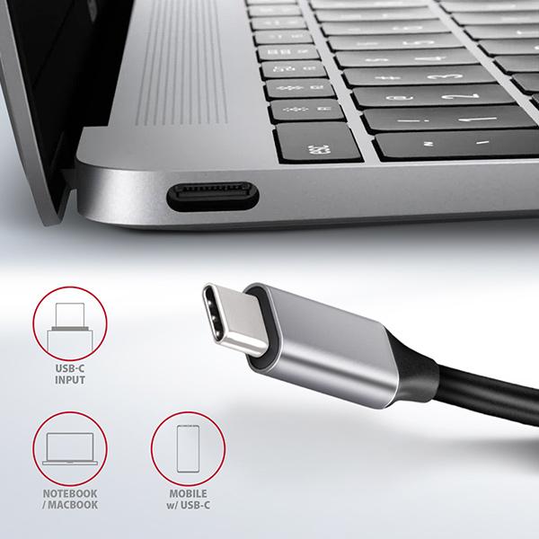AXAGON HMC-6GL, USB 3.2 Gen 1 hub, 3x USB-A, HDMI 4k/ 30Hz, RJ-45 GLAN, PD 100W, kábel USB-C 20cm 