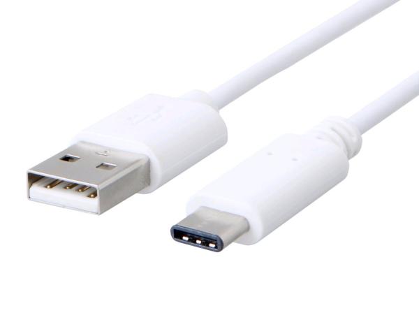 Kábel C-TECH USB 2.0 AM na Type-C kábel (AM/ CM), 1m, biely