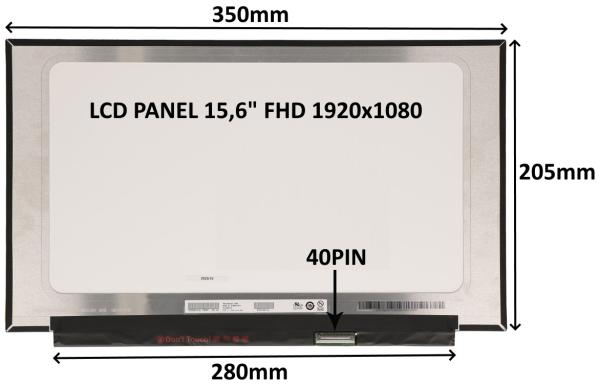 LCD PANEL 15, 6" FHD 1920x1080 40PIN MATNÝ IPS 120HZ / BEZ ÚCHYTŮ