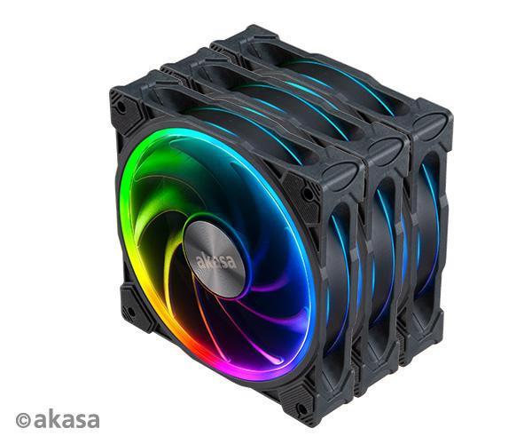 přídavný ventilátor Akasa SOHO AR LED 12 cm RGB 3 ks