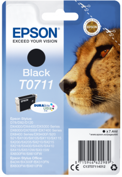 Epson Singlepack Black T0711 DURABrite Ultra Ink