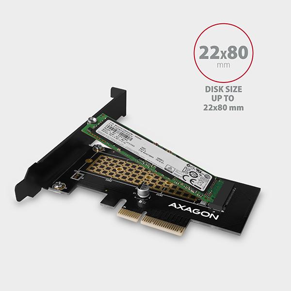 AXAGON PCEM2-N, PCIe x4 - M.2 NVMe M-key slot adaptér, vč. LP 