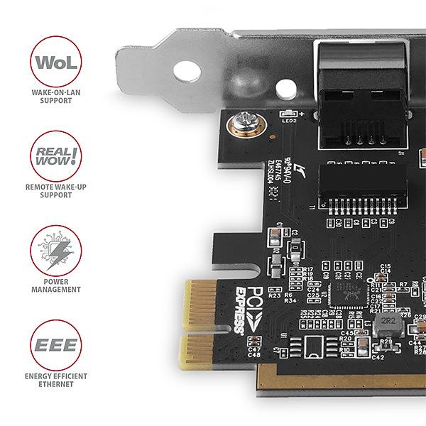 AXAGON PCEE-GRF, PCIe sieťová karta - 1x Gigabit Ethernet port (RJ-45), Realtek 8111F, vr. LP 