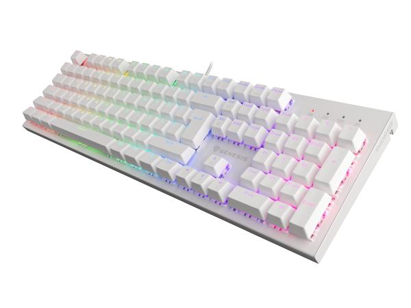 Genesis herná mechanická klávesnica THOR 303/ RGB/ Outemu Brown/ Drôtová USB/ US layout/ Biela 