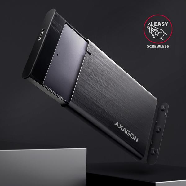 AXAGON EE25-A6M, USB 3.2 Gen 1 - SATA 6G 2.5" kovový RAW box, bezskrutkový 
