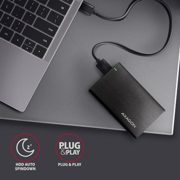 AXAGON EE25-A6M, USB 3.2 Gen 1 - SATA 6G 2.5" kovový RAW box, bezskrutkový 