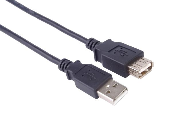 USB 2.0 kabel prodlužovací, A-A, 1m černá