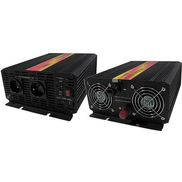 Měnič napětí Carspa CAR2KU-12 12V/ 230V+USB 2000W, modifikovaná sinus