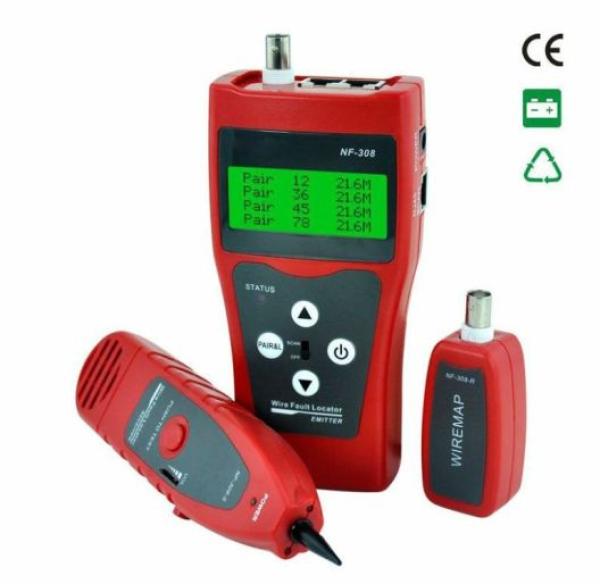 W-star Tester káblov RJ45 WSNF308S UTP RJ11, BNC, USB detektor káblov, diagnostika, LCD