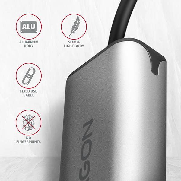 AXAGON ADE-25R USB-A 3.2 Gen 1 - 2.5 Gigabit Ethernet sieťová karta, Realtek 8156, auto install, sivá 