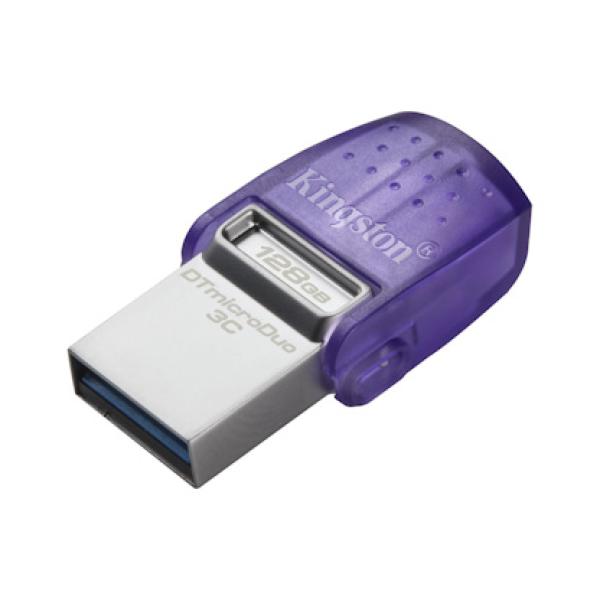 Kingston DataTraveler MicroDuo 3C/ 128GB/ 200MBps/ USB 3.2/ USB-A + USB-C/ Fialová 