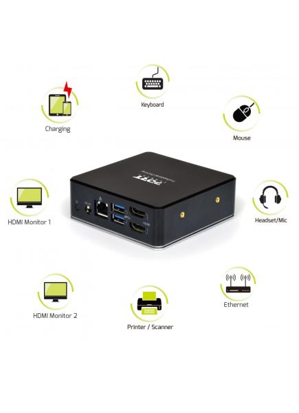 PORT CONNECT Dokovacia stanica 8v1 USB-C, USB-A, dual video, HDMI, Ethernet, audio, USB 3.0 