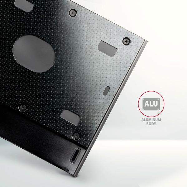 AXAGON RSS-CD09 rámček pre 2.5" SSD/ HDD do DVD slotu, 9.5 mm, LED, hliník 