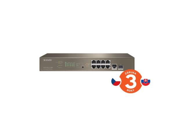 Tenda TEG5310P-8-150W - L3 riadený gigabitový PoE AT switch,  8x PoE AF/ AT 10/ 100/ 1000Mbps,  1xSFP 1Gbps