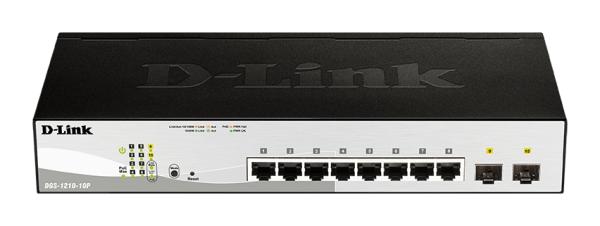 D-Link DGS-1210-10P, 10-port 10/ 100/ 1000 Gigabit PoE Smart Switch including 2x SFP 65W