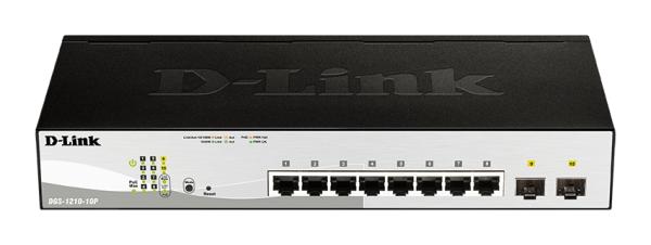 D-Link DGS-1210-10P, 10-port 10/ 100/ 1000 Gigabit PoE Smart Switch 2x SFP 65W