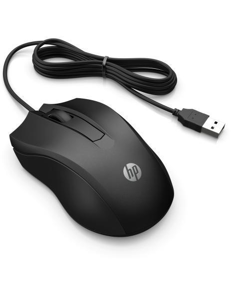 HP 100/ Kancelárska/ Optická/ 1 600 DPI/ Drôtová USB/ Čierna 