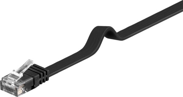 PremiumCord Plochý patch kábel UTP RJ45-RJ45 CAT6 15m čierna