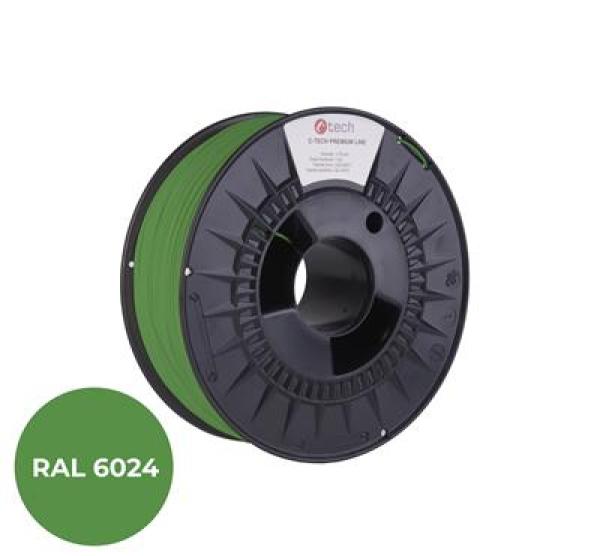 Tlačová struna (filament) C-TECH PREMIUM LINE, PETG, dopravná zelená, RAL6024, 1, 75mm, 1kg