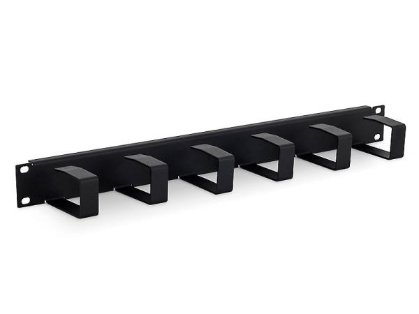 19" vyväzovací panel 1U 6x háčik 70x40mm šedý kov