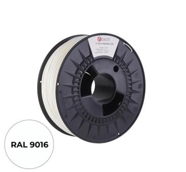 Tlačová struna (filament) C-TECH PREMIUM LINE, PLA, dopravná biela, RAL9016, 1, 75mm, 1kg