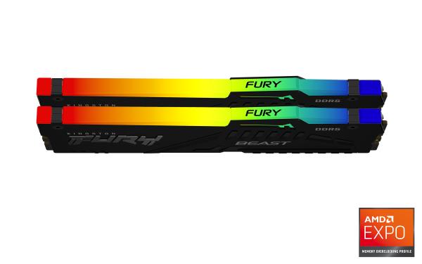 Kingston FURY Beast EXPO/ DDR5/ 32GB/ 5200MHz/ CL36/ 2x16GB/ RGB/ Black 