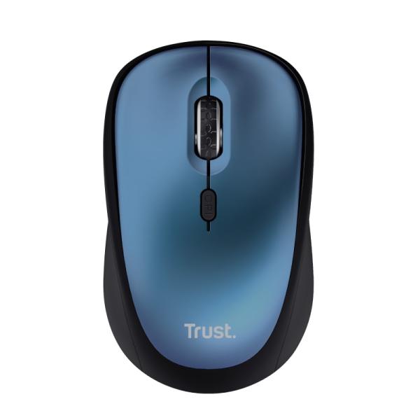 TRUST YVI+/ Kancelárska/ Optická/ Pre pravákov/ 1 600 DPI/ Bezdrôtová USB/ Modrá