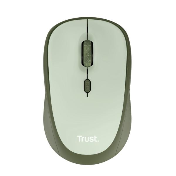 TRUST YVI+/ Kancelárska/ Optická/ Pre pravákov/ 1 600 DPI/ Bezdrôtová USB/ Zelená